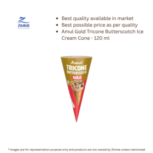 Amul Gold Tricone Butterscotch Ice Cream Cone – 120 ml