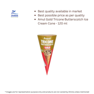 Amul Gold Tricone Butterscotch Ice Cream Cone – 120 ml