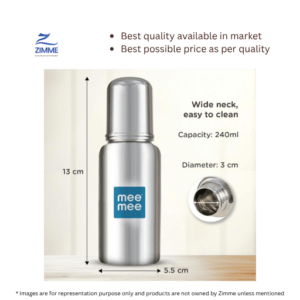 Mee Mee Stainless Steel Feeding Bottle (13 cm x 5.5 cm)