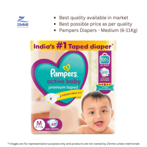 Pampers Active Baby Diapers – Medium (6-11Kg) – 62 Pieces