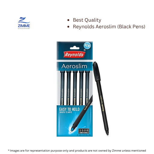 Reynolds Aeroslim Ball Pen (5 Black Pens Set)