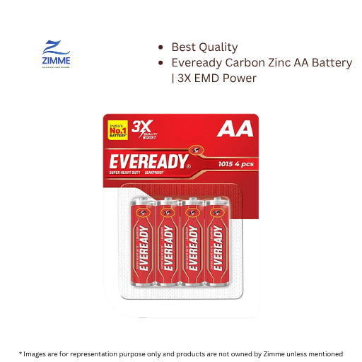 Eveready Carbon Zinc AA Battery | 3X EMD Power - Pack of 4
