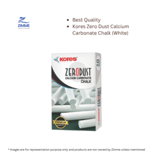 Kores Zero Dust Calcium Carbonate Chalk (White) – 10 Pcs
