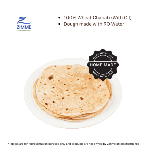 100% Wheat Chapati (with Oil) - 2 Pc